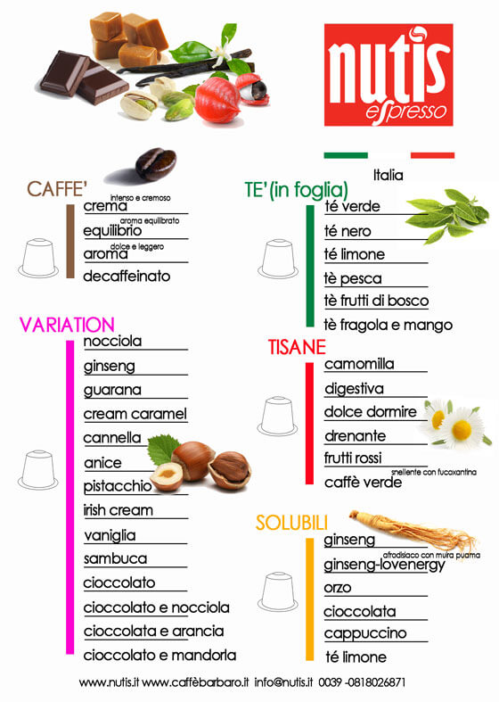 L’infinita varietà di Nutis anche nei compatibili Nespresso