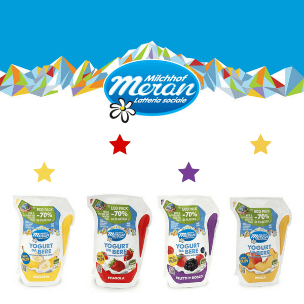 Latteria Merano lancia lo yogurt da bere in eco pack: 70% di plastica in meno