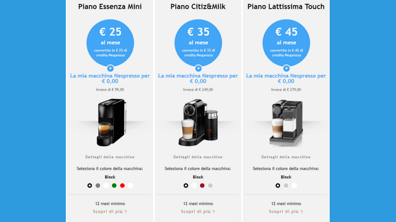 nespresso, abbonamento nespresso, capsule nespresso