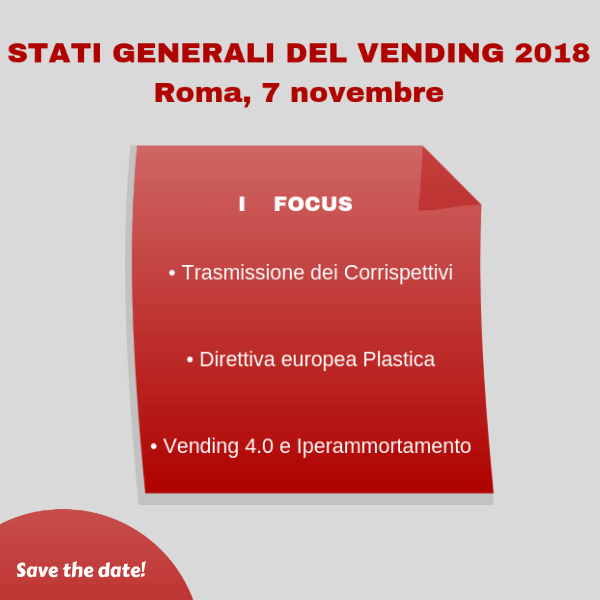 Stati Generali del Vending 2018: il 7 novembre a Roma