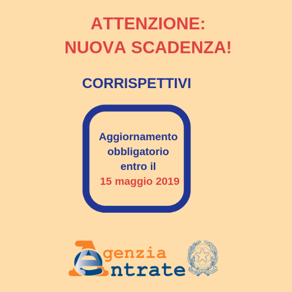 Corrispettivi. Slitta al 15 maggio la scadenza dell’aggiornamento