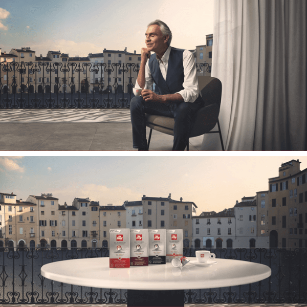 Le capsule compatibili Nespresso di illy in comunicazione con Andrea Bocelli