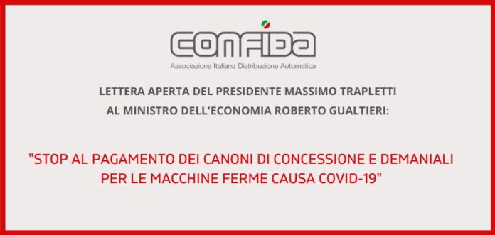 VENDINGNEWS.IT CONFIDA CONCESSIONI 842 CONFIDA chiede al Ministro dell'Economia il blocco dei canoni di concessione per i d.a. fermi per COVID