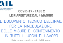 FASE 2. L’INAIL rende noto il documento tecnico relativo alle misure da applicare nei luoghi di lavoro