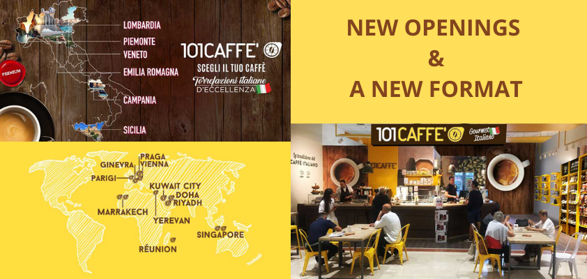 Fase 2. 101 CAFFE' riparte ampliando la rete dei negozi in Italia e all'estero