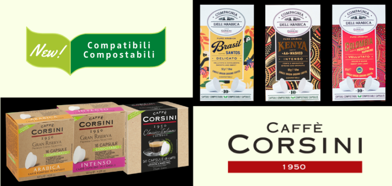 Compostabile l’intera linea delle capsule compatibili di Caffè Corsini