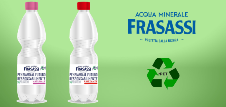 Acqua Frasassi nelle nuove bottiglie 0,50 lt in rPET 50% riciclato 100% riciclabile