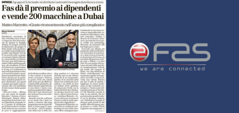 Nonostante il COVID, FAS International premia i dipendenti e si prepara per Expo Dubai