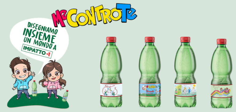 Limited edition della Ferrarelle 50cl realizzata con il 50% di R-PET e disegnata dai bambini