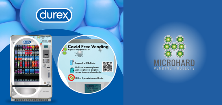 La nuova vending machine contactless di Microhard e Durex per ridurre i rischi di contatto