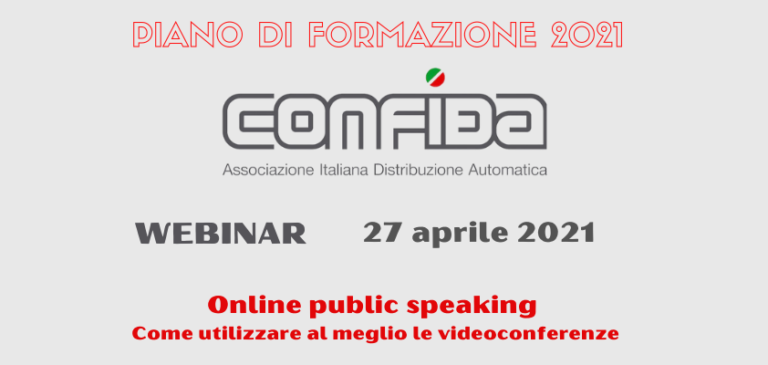Formazione CONFIDA. 27 aprile webinar “Online public speaking”