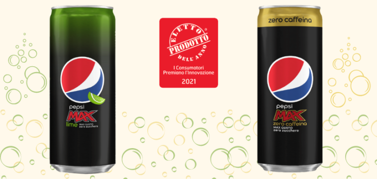 A Pepsi Max Lime e Pepsi Max Zero Caffeina il premio “Eletto Prodotto dell’Anno” 2021
