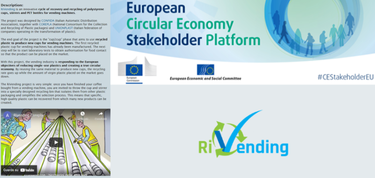 Il progetto RiVending sulla Piattaforma dell’Economia Circolare Europea
