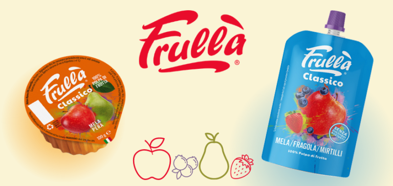 Restyling del logo e nuovo pack per Frullà Classico, la frutta fresca frullata