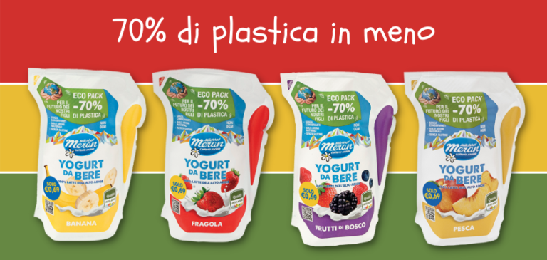 Latteria Merano lancia lo yogurt da bere in eco pack con -70% di plastica