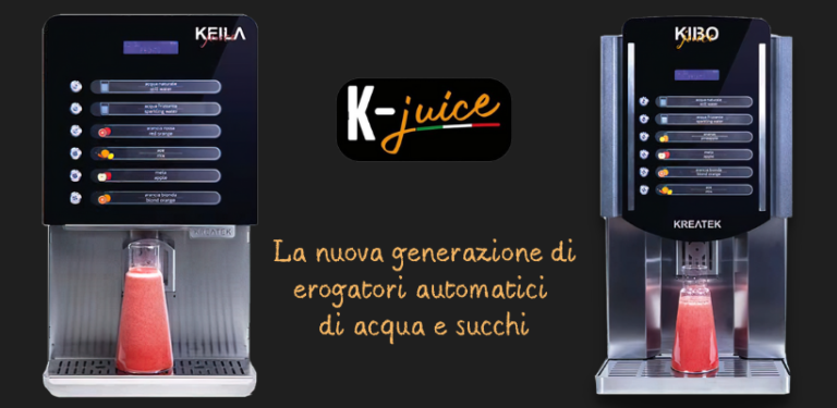 Keila e Kibo di Kreatek: la nuova generazione di erogatori automatici di acqua e succhi