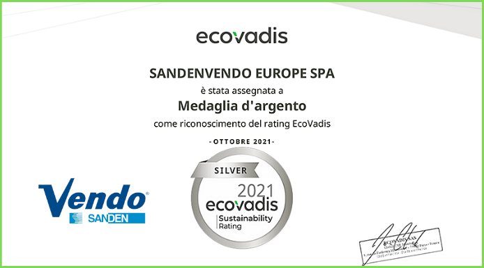 Nel 2021 SandenVendo vince la medaglia d’argento EcoVadis