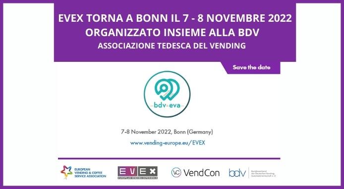 EVEX – European Vending Experience torna a Bonn il 7 e 8 novembre 2022