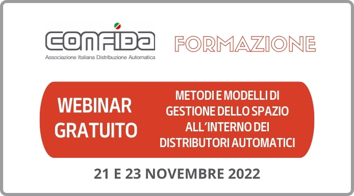 Formazione CONFIDA 2022. Webinar sulla gestione degli spazi nelle vending machine Formazione CONFIDA 2022. Webinar sulla gestione degli spazi nelle vending machine