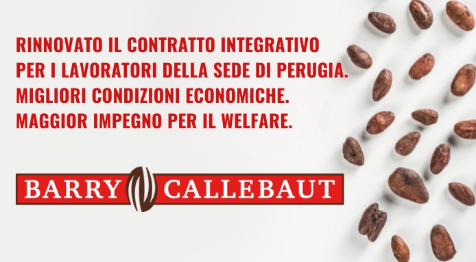 Barry Callebaut: nuovo integrativo e migliori condizioni per la sede di Perugia
