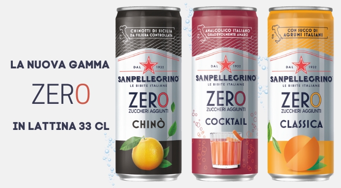 La gamma delle Bibite Sanpellegrino Zero in lattina da 33cl