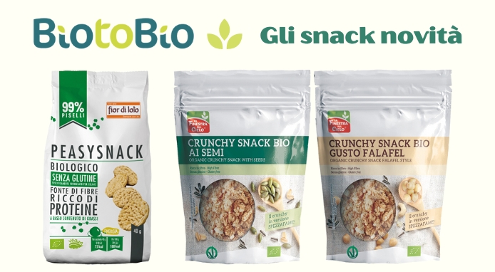 Le novità snack BiotoBio presentate in fiera a Cosmofarma