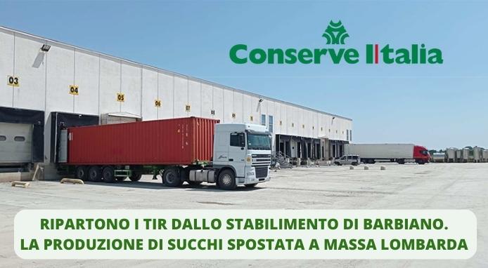 Conserve Italia: la produzione a Massa Lombarda e da Barbiano ripartono i tir