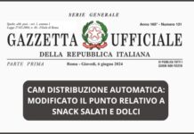 CAM Vending: in Gazzetta Ufficiale modificato l’allegato relativo agli snack